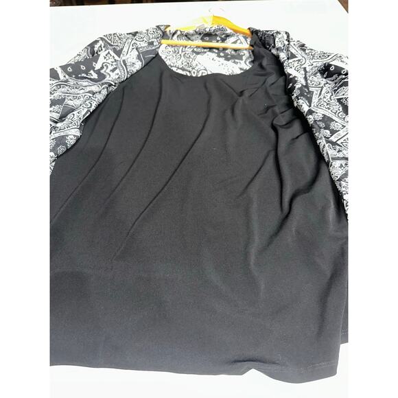 Christopher & Banks Blouse Top Black White Semi Sheer XL Mature Occasion Holiday - Picture 9 of 12